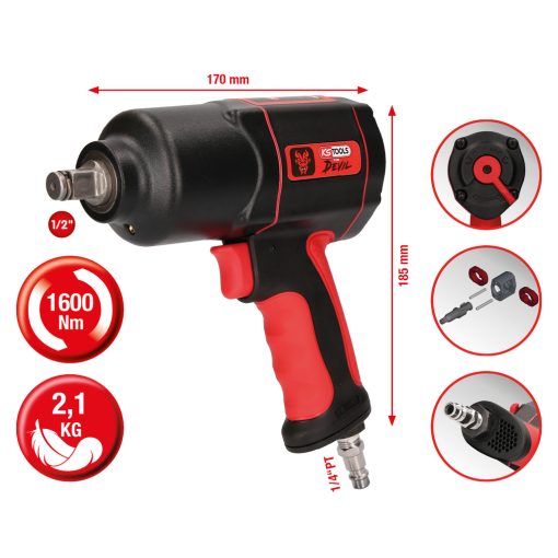 1/2" THE DEVIL high performance impact wrench, 1600Nm